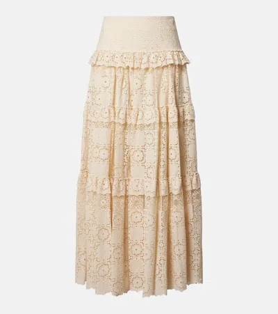 Elie Saab Guipure Lace Cotton And Silk-blend Maxi Skirt In White