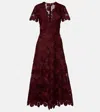 Elie Saab Guipure Lace Silk-blend Maxi Dress In Burgundy