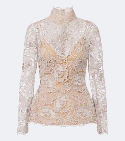 Elie Saab Guipure Lace Top In Grey