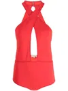 Elie Saab Halter Keyhole Body Suit In Rot
