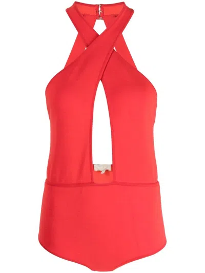 Elie Saab Halter Keyhole Body Suit In Rot