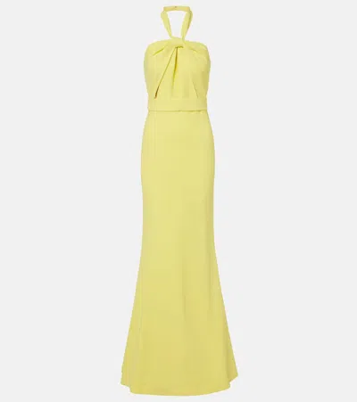 Elie Saab Halterneck Twisted-waist Maxi Dress In Orange