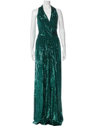 Pre-owned Elie Saab Halterneck Jumpsuit W/ Tags In Green