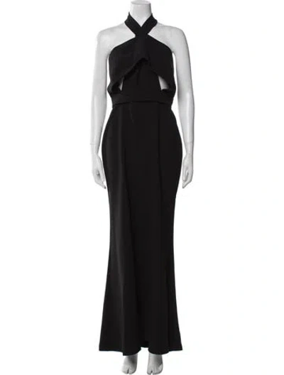 Pre-owned Elie Saab Halterneck Long Dress In Black