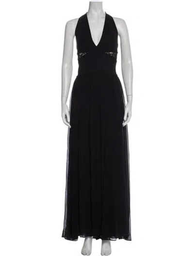 Pre-owned Elie Saab Halterneck Long Dress In Black
