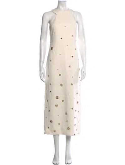 Pre-owned Elie Saab Halterneck Long Dress In Neutral