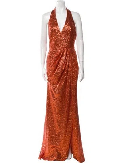 Pre-owned Elie Saab Halterneck Long Dress In Orange