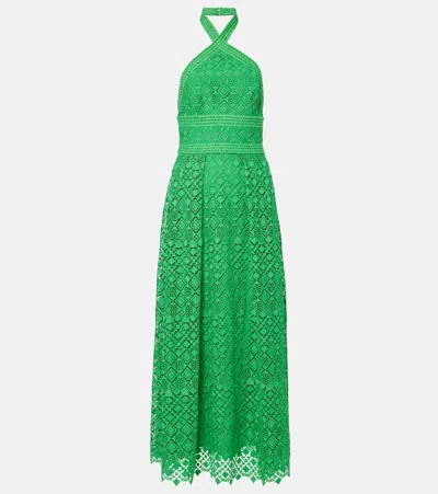 Elie Saab Halterneck Midi Dress In Green