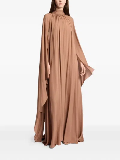 Elie Saab High-neck Cape Dress In Brown