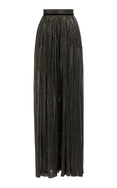 Elie Saab High-rise Wide-leg Pleated Lurex Pants In Silver