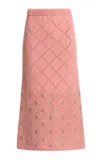 Elie Saab Jacquard Knit Midi Skirt In Pink