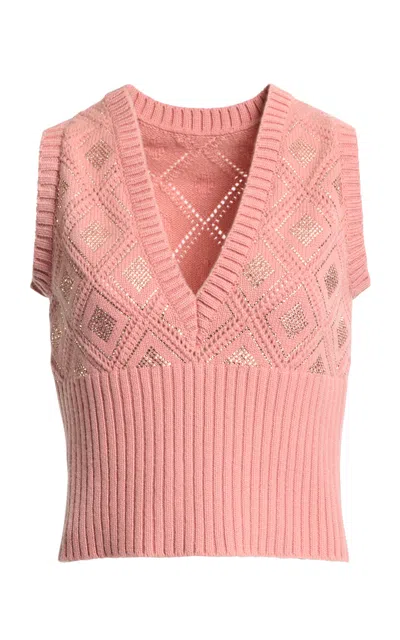 Elie Saab Jacquard Knit Top In Pink