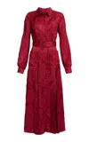 Elie Saab Jacquard Midi Shirt Dress In Red