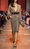 Elie Saab Jacquard Satin Monogram Bodysuit In Brown