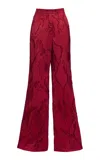 Elie Saab Jacquard Wide-leg Pants In Red
