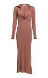 Elie Saab Jersey Midi Dress In Brown