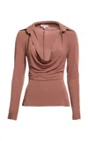 Elie Saab Jersey Top In Brown