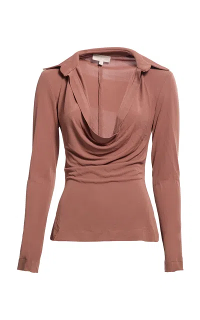 Elie Saab Jersey Top In Brown