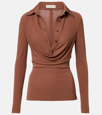 Elie Saab Jersey Top In Brown