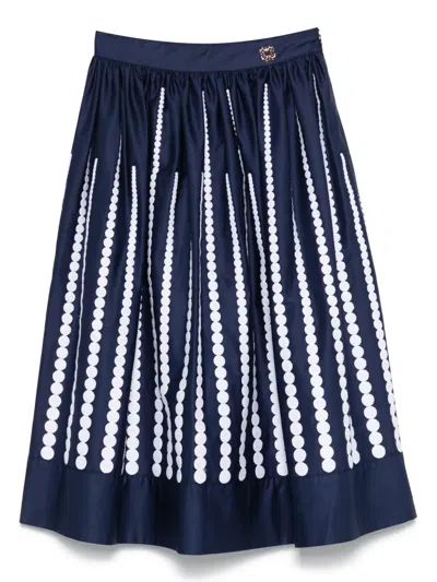 Elie Saab Junior Kids' Embroidered Midi Skirt In Blue