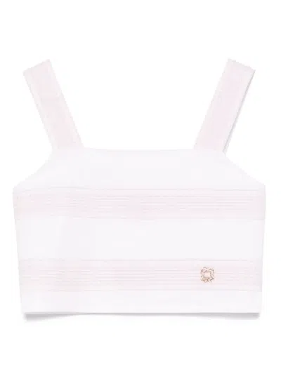 Elie Saab Junior Kids' Embroidered Organza Top In Pink
