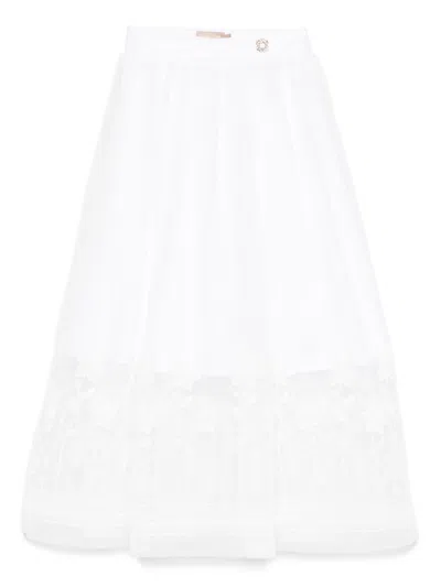 Elie Saab Junior Kids' Floral-appliqué Skirt In White