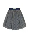Elie Saab Junior Logo-embroidered Pleat-detailing Skirt In Blue