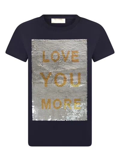 Elie Saab Junior Kids' Sequin-panel Cotton T-shirt In Blue