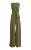 Elie Saab Knotted Cady Jumpsuit In Dark Green