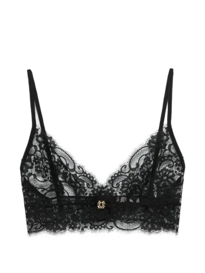 Elie Saab Lace Appliqué Top In Black