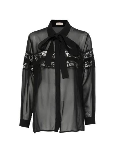 Elie Saab Lace Bow Shirt In Black