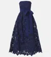Elie Saab Lace Bustier Gown In Blue