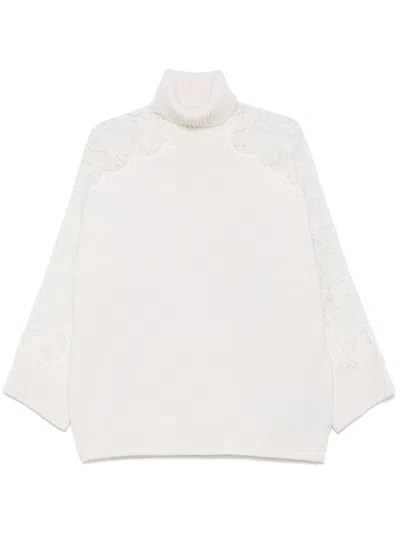 Elie Saab Lace-detail Sweater In White