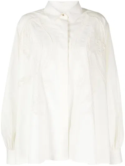 Elie Saab Lace-embroidered Cotton Shirt In White