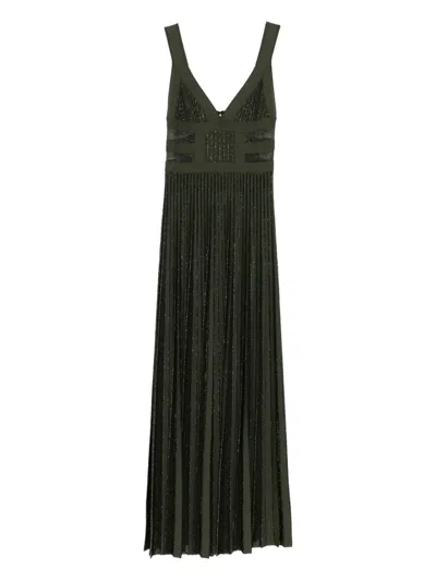 Elie Saab Lace-insert Dress In Green