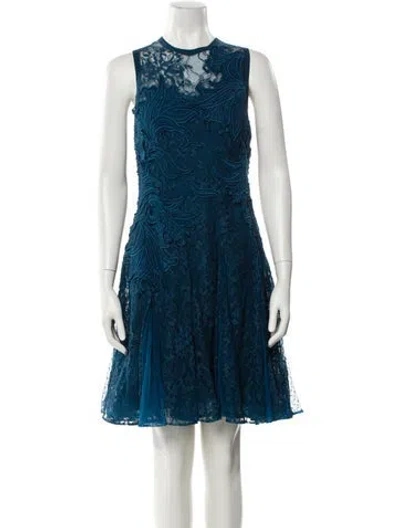 Pre-owned Elie Saab Lace Knee-length Dress In Blue
