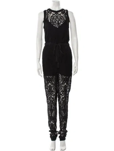 Pre-owned Elie Saab Lace Lace Pattern Jumpsuit In Black