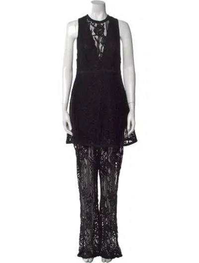 Pre-owned Elie Saab Lace Lace Pattern Jumpsuit In Brown