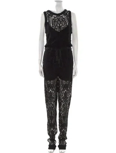 Pre-owned Elie Saab Lace Lace Pattern Jumpsuit W/ Tags In Black