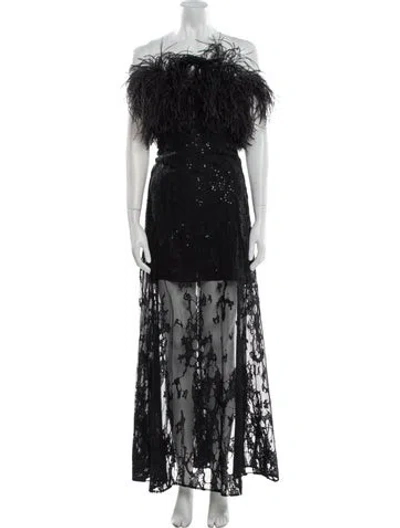 Pre-owned Elie Saab Lace Long Dress In Black