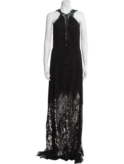 Pre-owned Elie Saab Lace Long Dress In Black