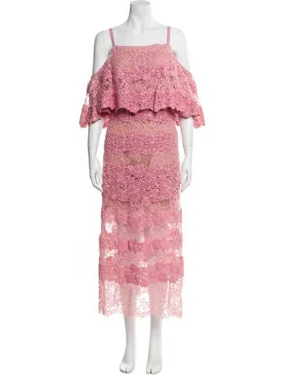 Pre-owned Elie Saab Lace Long Dress In Pink