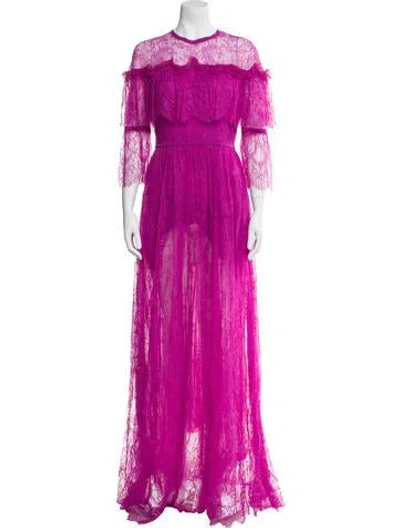 Pre-owned Elie Saab Lace Long Dress In Purple