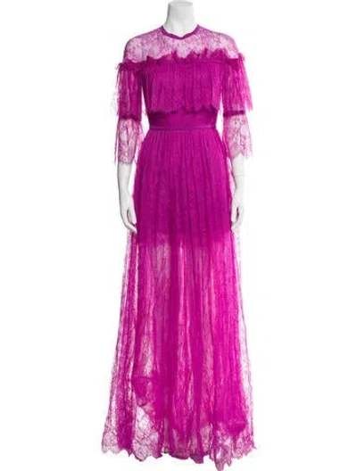 Pre-owned Elie Saab Lace Long Dress In Purple