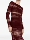 Elie Saab Lace Long-sleeved Dress In Red