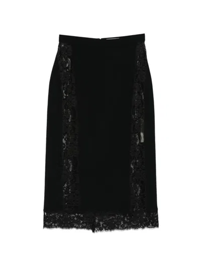 Elie Saab Lace Midi Skirt In Black