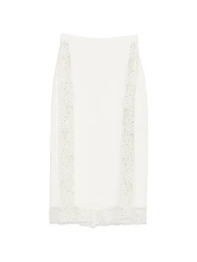 Elie Saab Lace Midi Skirt In White