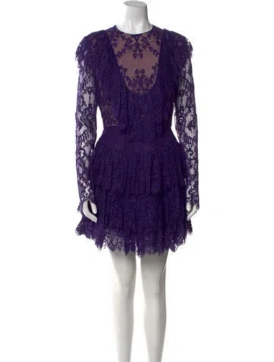 Pre-owned Elie Saab Lace Mini Dress In Purple