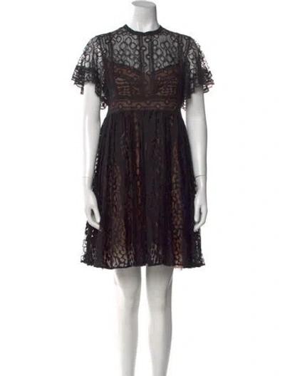 Pre-owned Elie Saab Lace Mini Dress W/ Tags In Black