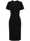 Elie Saab Lace-panel Midi Dress In Black